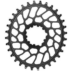 A black absoluteBLACK Oval Super Boost Chainring for SRAM against a white background.