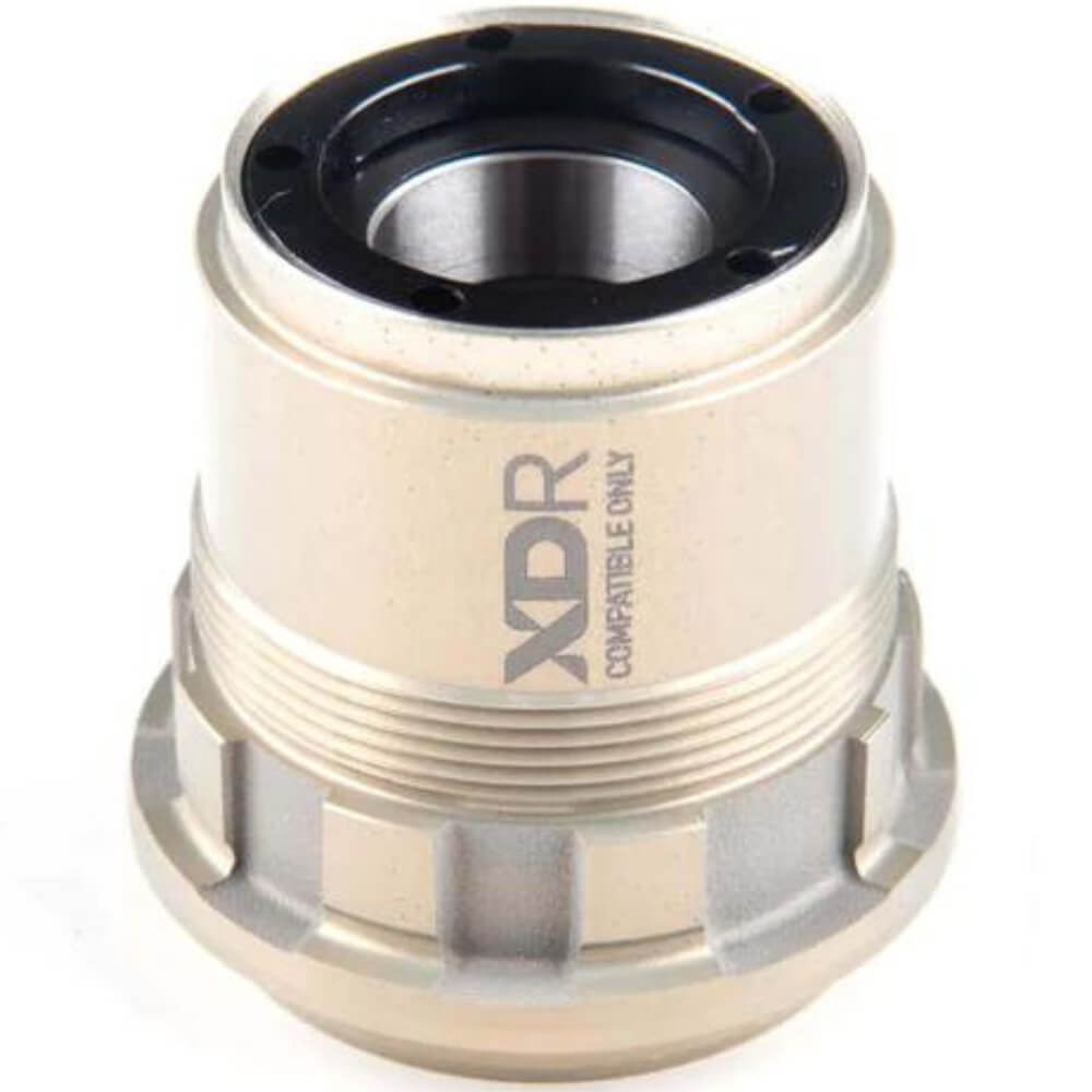 Silver freehub body with XDR labeled on the side