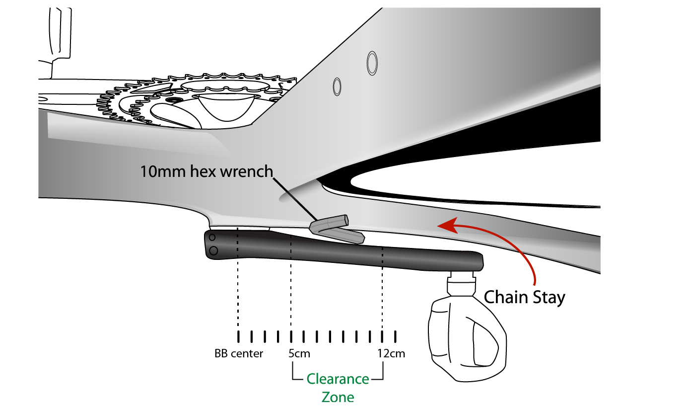 Image showing the clearance between the frame and left side power meter crank arm