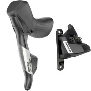 Front view of a black SRAM Apex AXS Hydraulic Right Side Shift-Brake Lever against a white background.